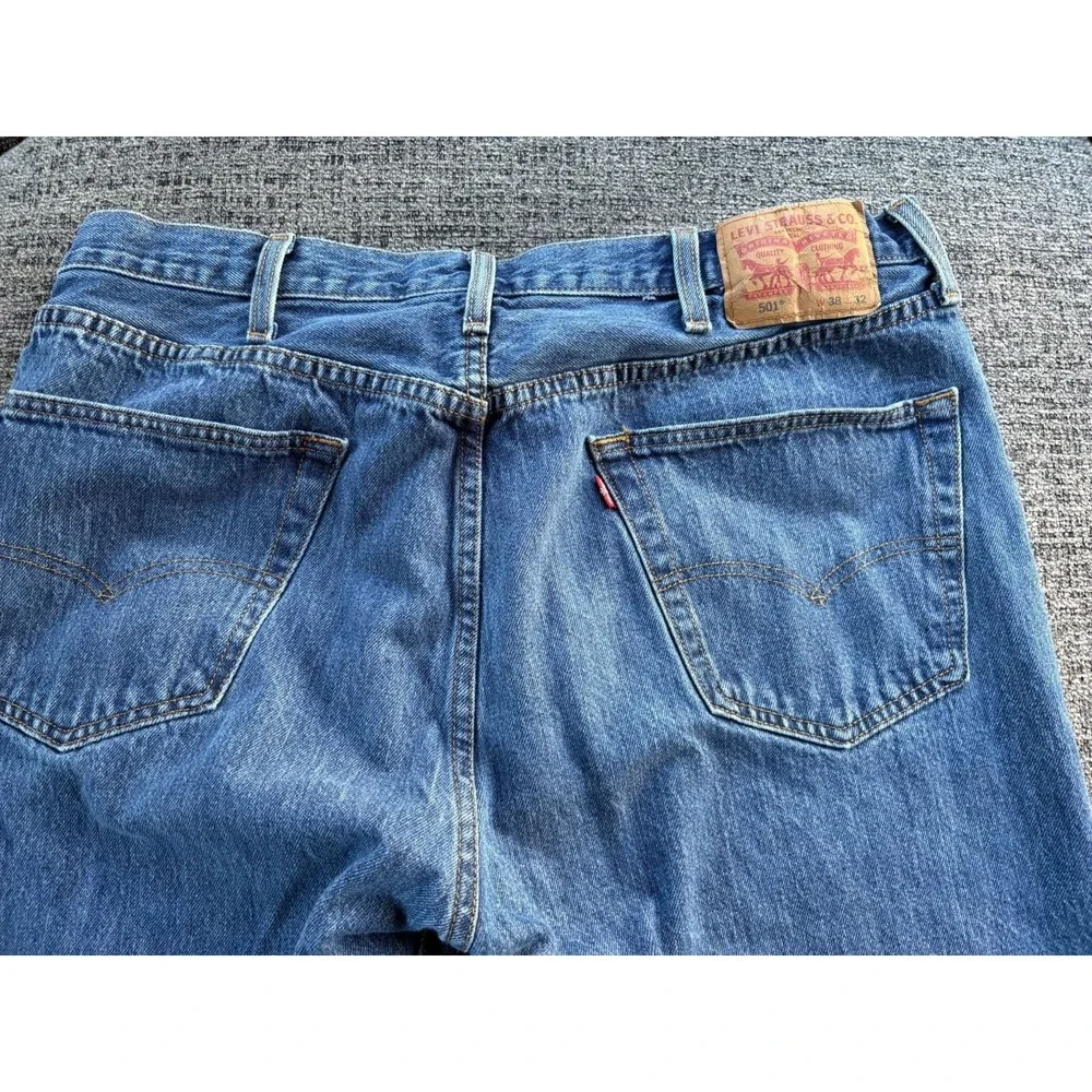 Levis 501 Original Vintage Style Blue Denim Button Fly Jeans 27‎ x32 Boyfriend - Picture 6 of 10